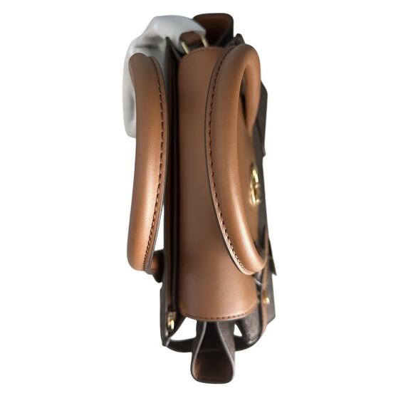 NWT Michael Kors Carmen Medium Flap Satchel Brown Handbag MK Crossbody Bag Purse - Picture 15 of 16